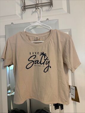 Beige 'Live Salty' Crop Tee - Women's Casual Crop Top